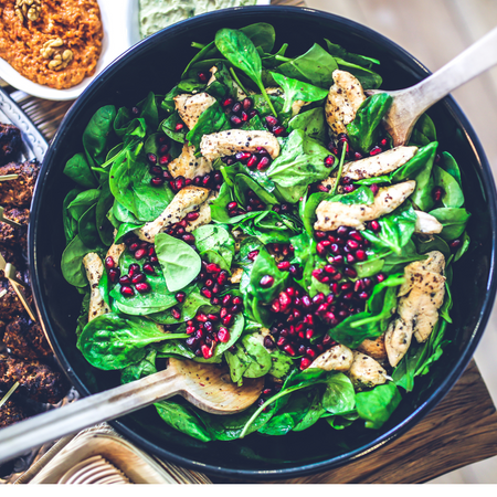 Healthy Chicken, Spinach and Pomegranate Salad
