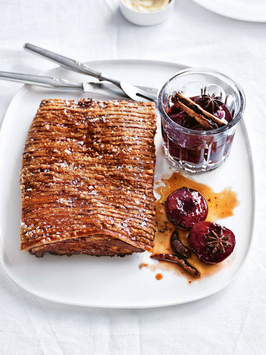 Crispy Pork Belly with Spiced Plum Sauce - Donna Hay