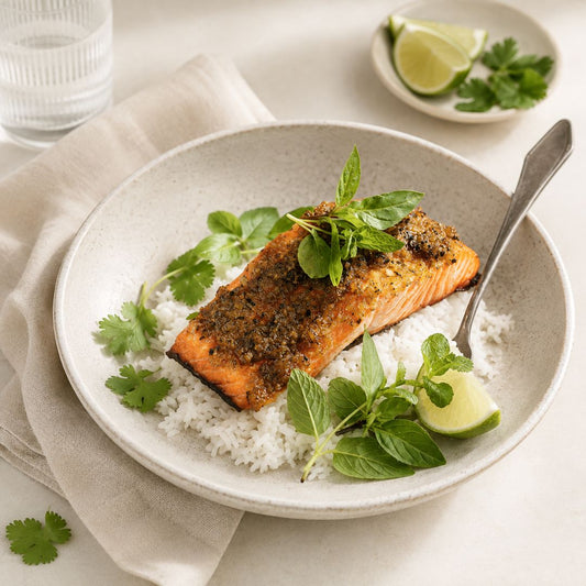 Caramelised Lemongrass Salmon with Coconut Rice