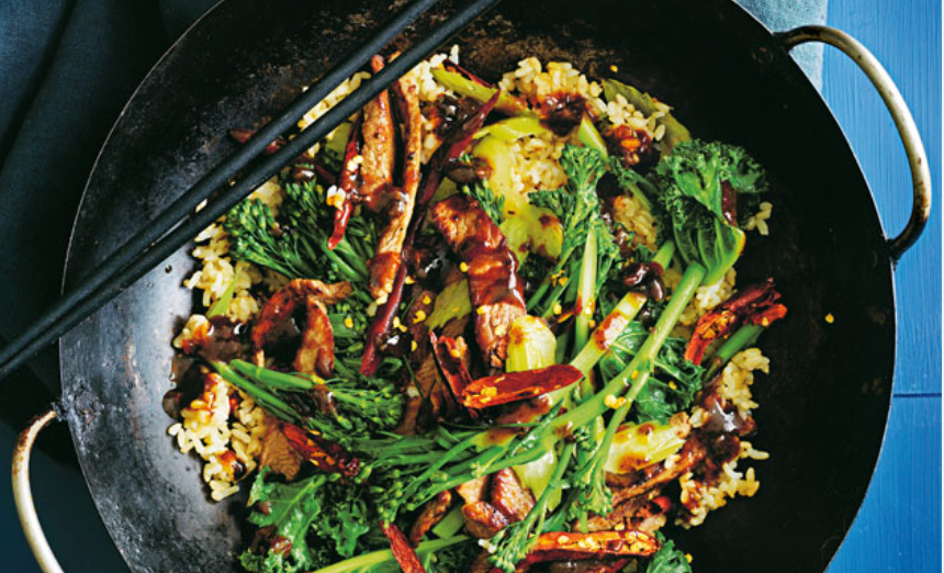 Beef & Broccolini in oyster sauce stir-fry