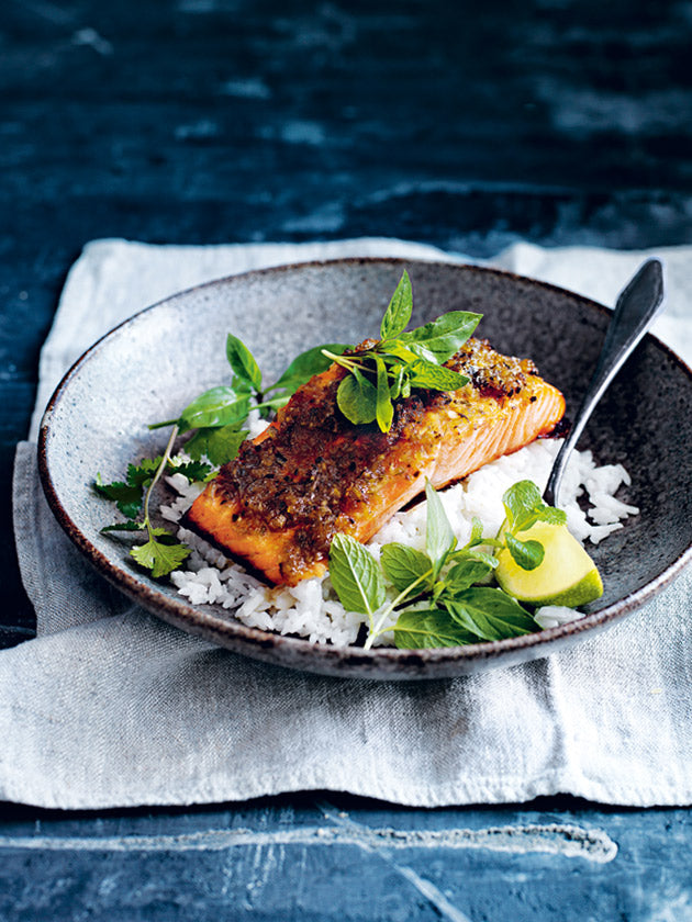 Caramelised Lemongrass Salmon with Coconut Rice