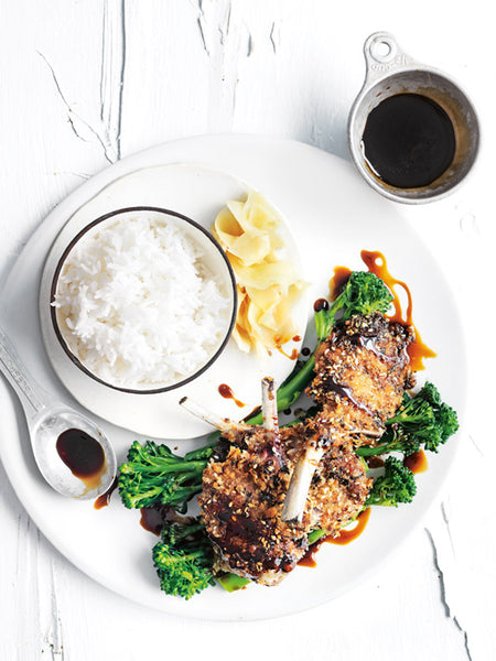Crumbed Miso Lamb Cutlets with Sticky Soy Sauce