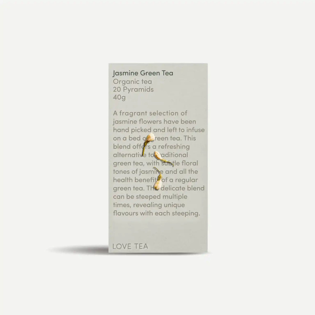 Jasmine Green Tea pyramid tea box packaging.