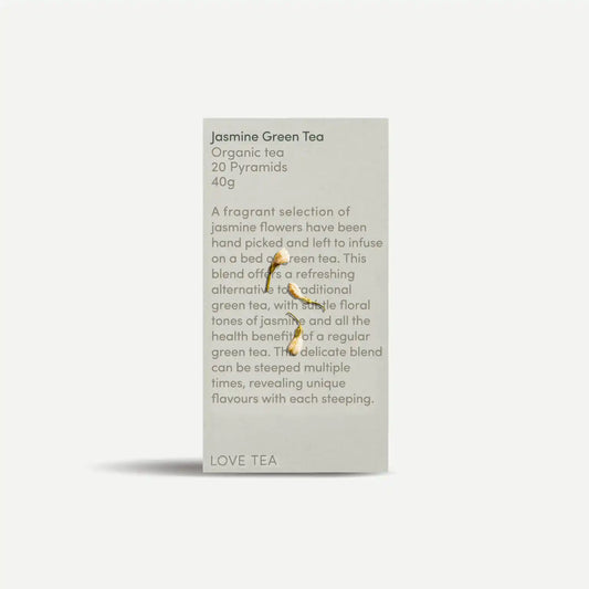 Jasmine Green Tea pyramid tea box packaging.