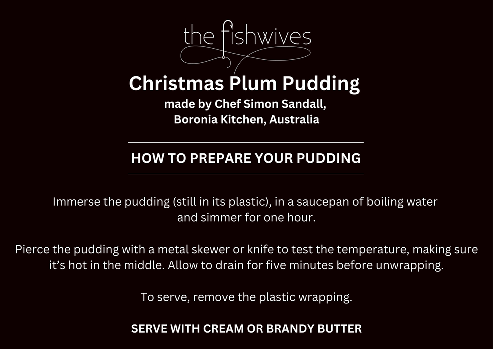 Home Made Christmas Pudding by Chef Simon Sandall, Boronia Kitchen +/-1kg