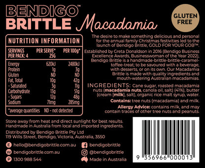 Macadamia Nut Brittle 100gm -  Bendigo Brittle Company