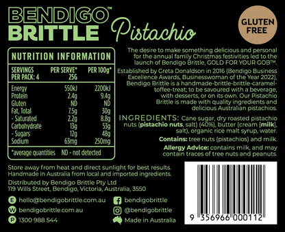 Pistachio Nut Brittle 100gm -  Bendigo Brittle Company