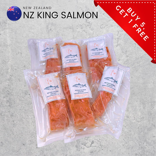 (Buy 5 Get 1) NZ King Salmon Skin Off Single Portion 180g (IQF FROZEN)