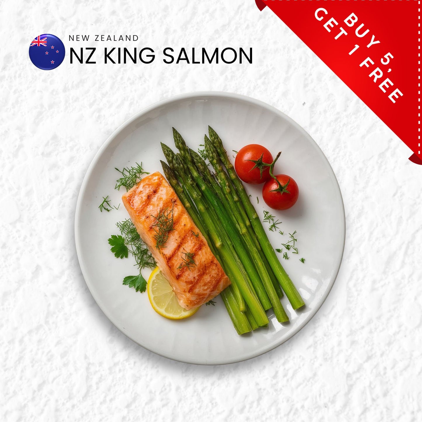 (Buy 5 Get 1) NZ King Salmon Skin Off Single Portion 180g (IQF FROZEN)