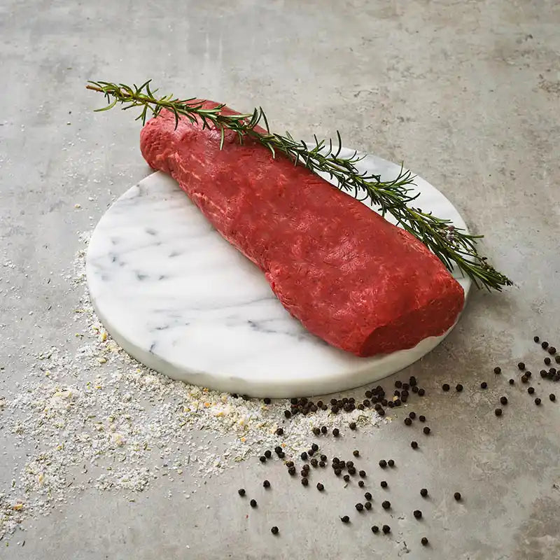 Marinated Cape Grim grass-fed beef eye fillet steaks.