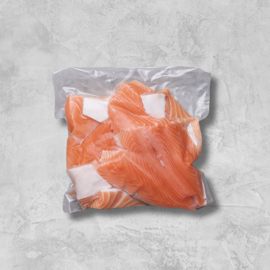 Organic Canadian Chinook King Salmon Offcuts (500g+/-) (Individually Quick Frozen)