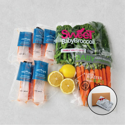 Royal Harvest NZ King Salmon Gift Hamper, salmon fillets and accompaniments.