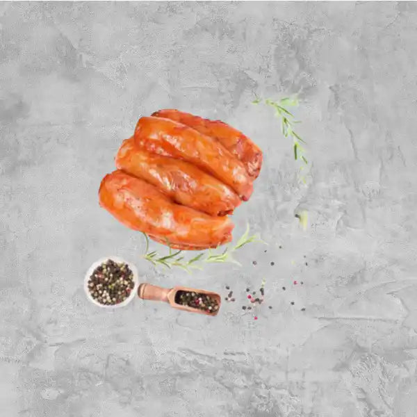 Marinated certified organic chicken breasts close-up.