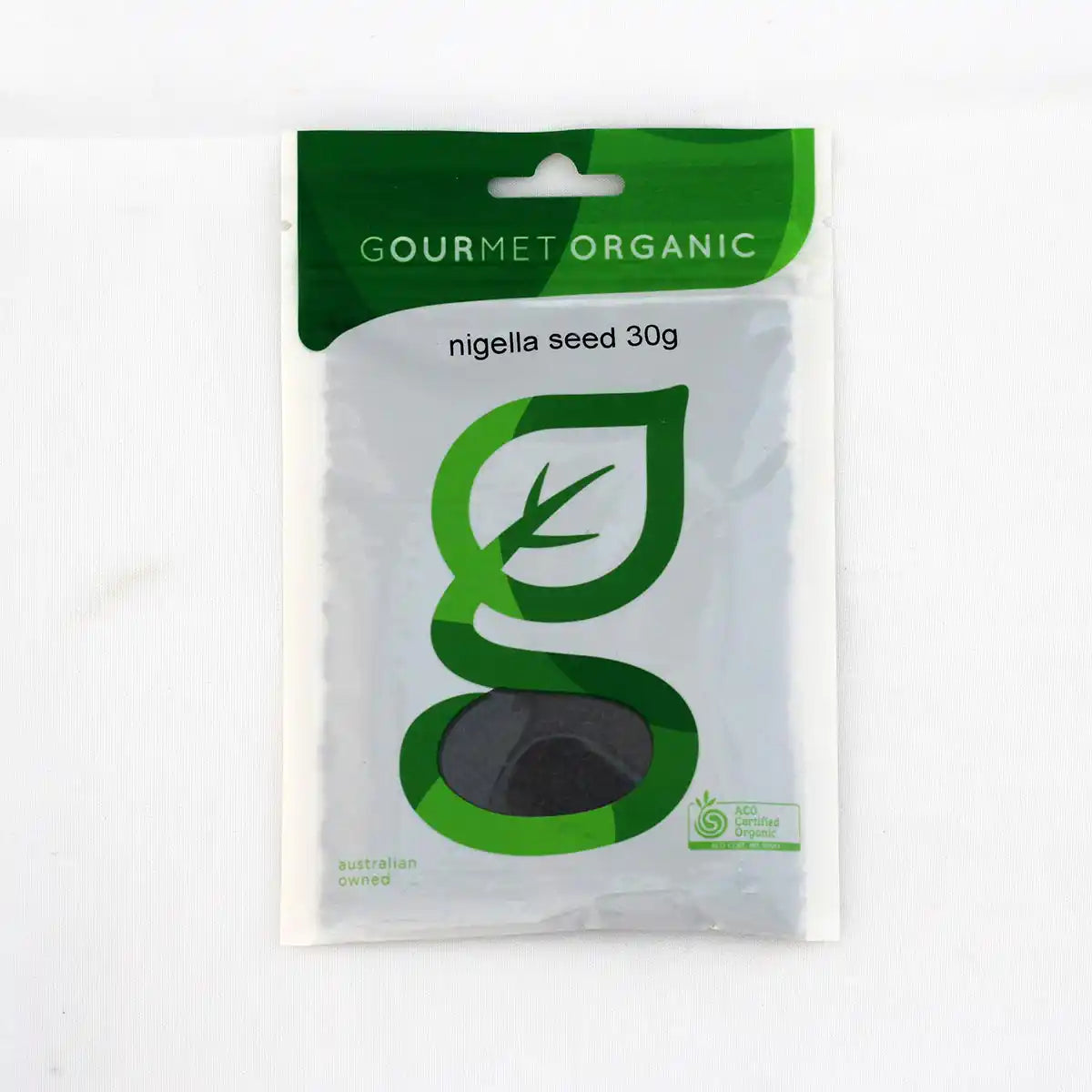 Nigella Seed spice packet on a white background.