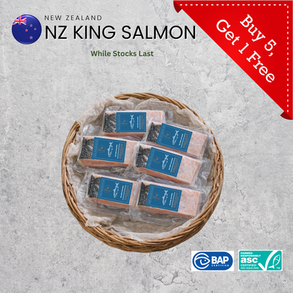 (Buy 5 Get 1 ) NZ King Salmon Skin On Single Portion 180g (IQF Frozen)