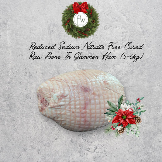 Reduced Sodium Nitrate-Free Gammon Ham – Raw Bone-In (5-6 kg), Perfect for Christmas