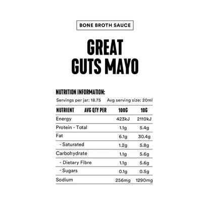 Bone Broth SAUCE - Great Guts Mayo (Mayo for Everyone) - 375ml