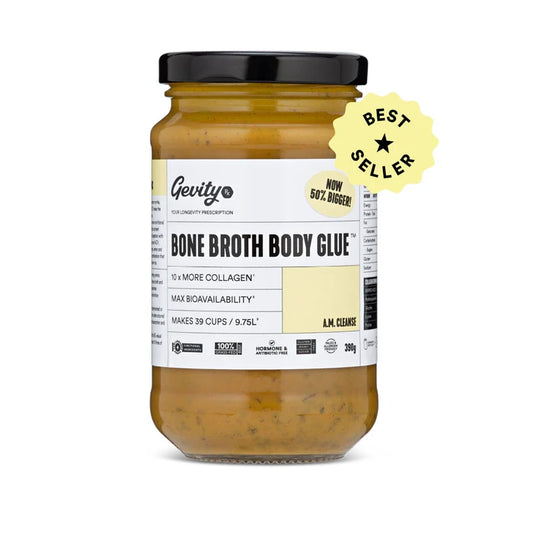 Bone Broth Body Glue AM CLEANSE - Easy To Drink! 390gm Jar