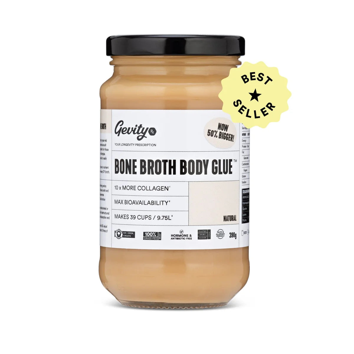 Bone Broth Body Glue NATURAL - Easy To Drink! 390gm Jar