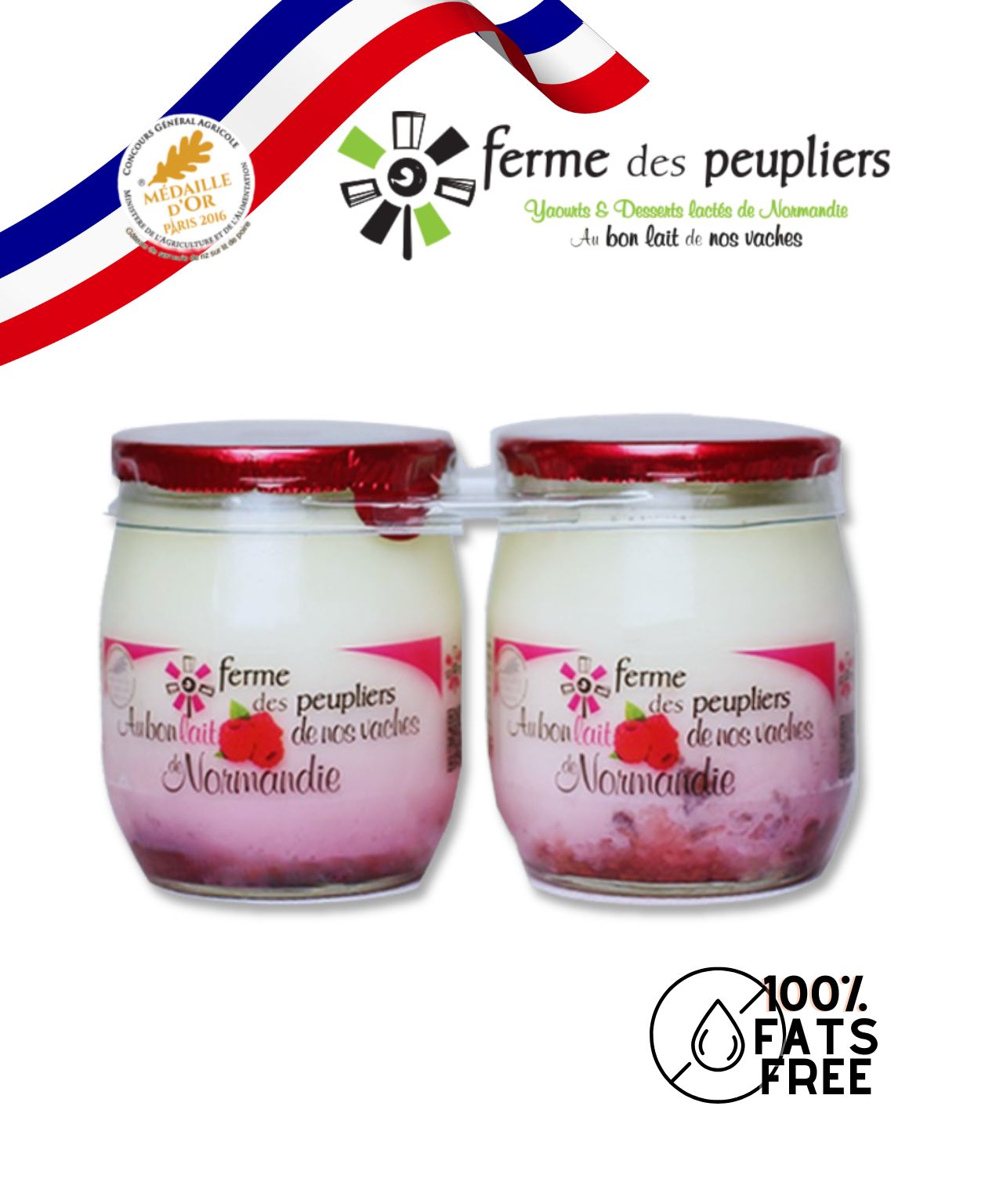 Peupliers Raspberry Yoghurt  – 0% Fat, French Artisan Dairy
