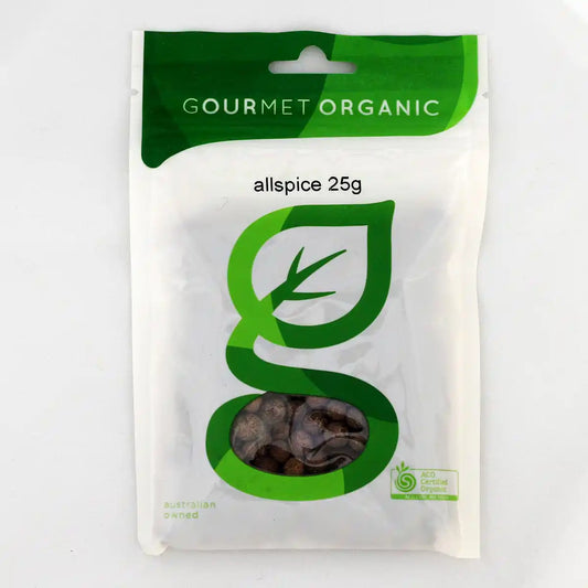 Allspice spice packet on a white background.