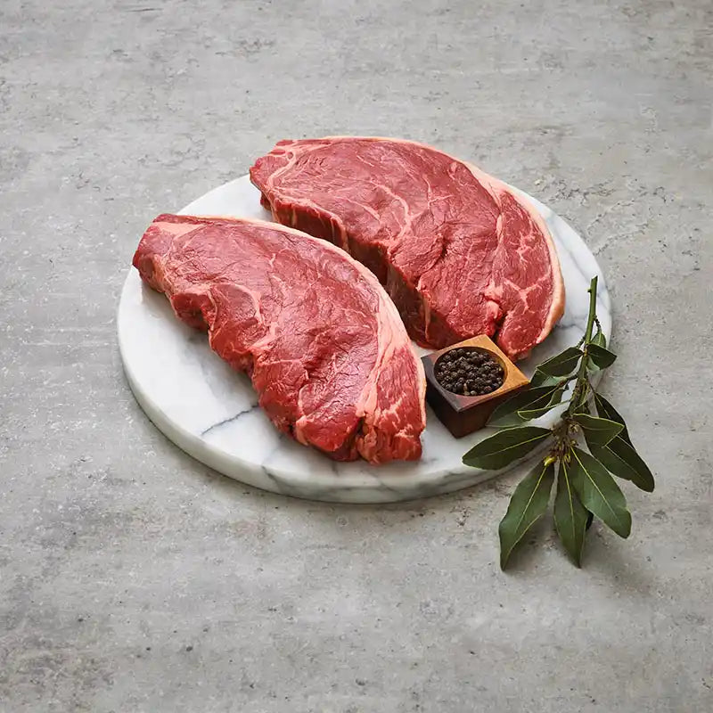 Cape Grim grass-fed beef rump steak on a light background.