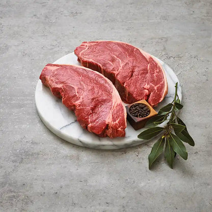 Cape Grim grass-fed beef rump steak on a light background.