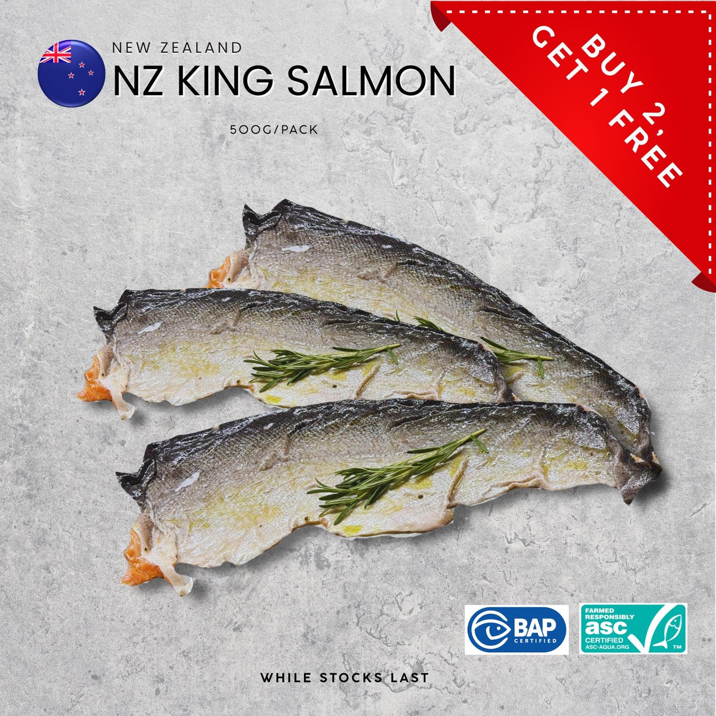 NZ King Salmon Skin Only (500G) (Frozen)