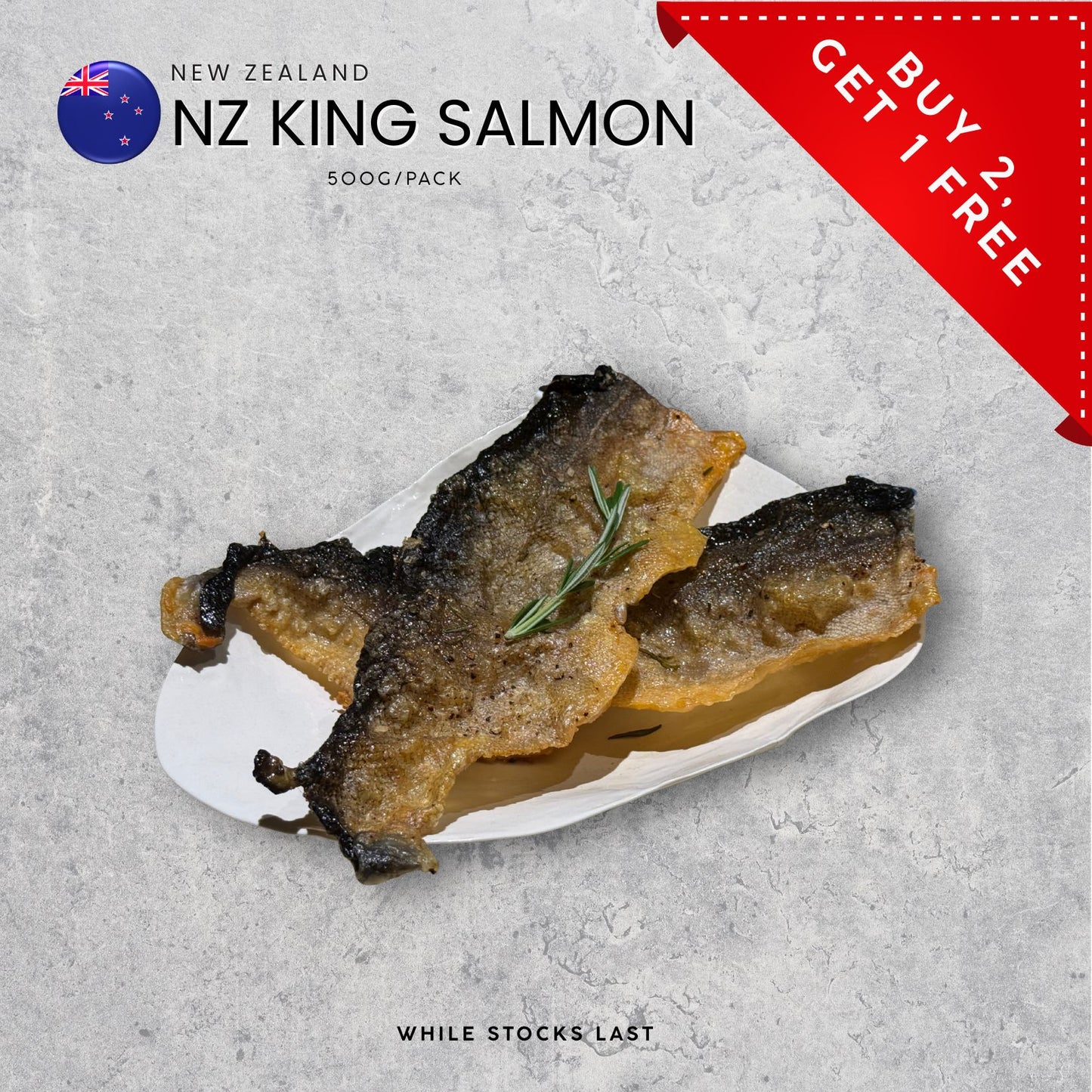 NZ King Salmon Skin Only (500G) (Frozen)