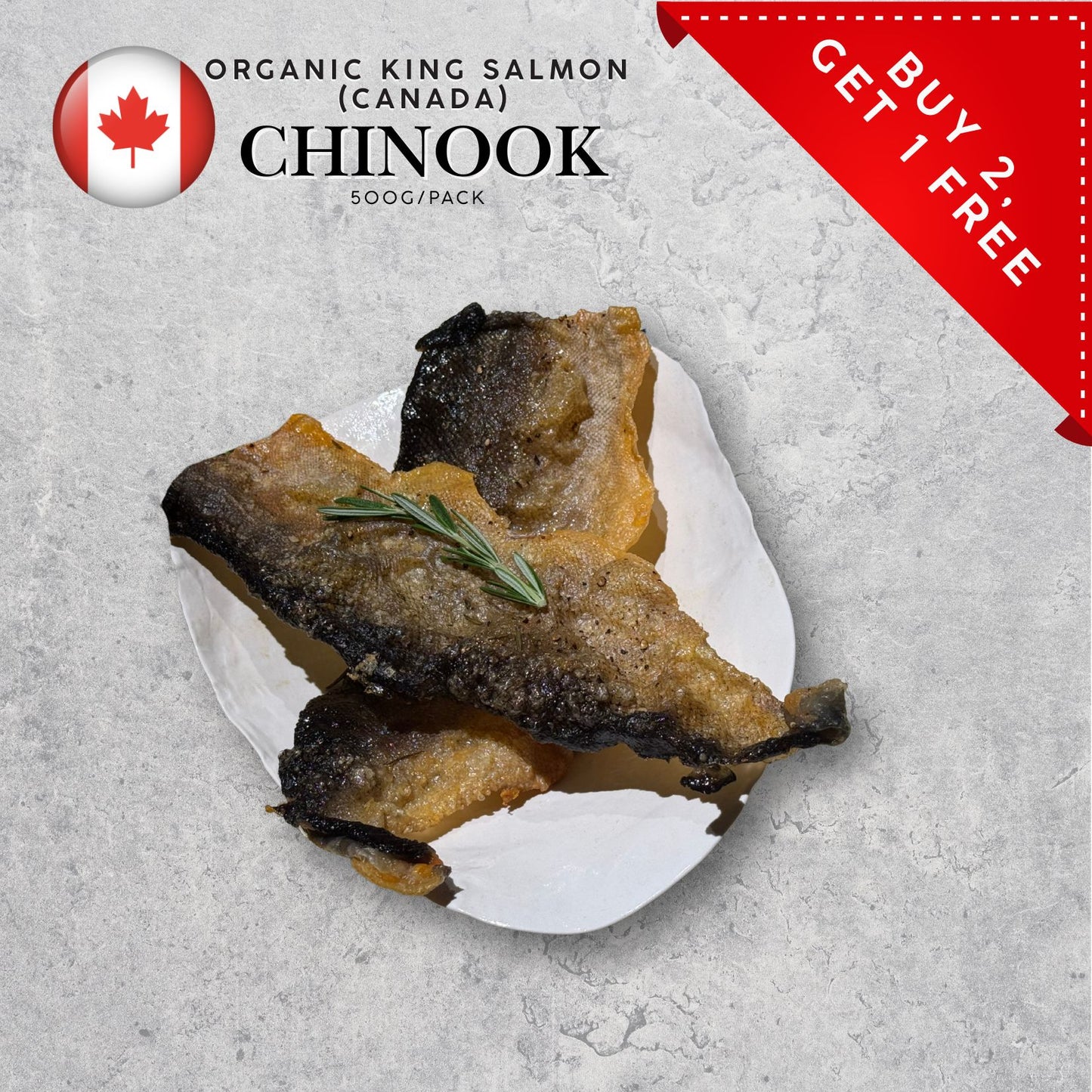 Organic Canadian Chinook Salmon Skin Only (500G) (Frozen)
