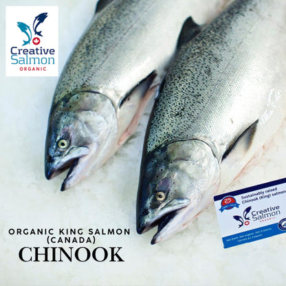 Organic Canadian Chinook/King Salmon Skin-On Fillet (180g) (IQF Frozen)