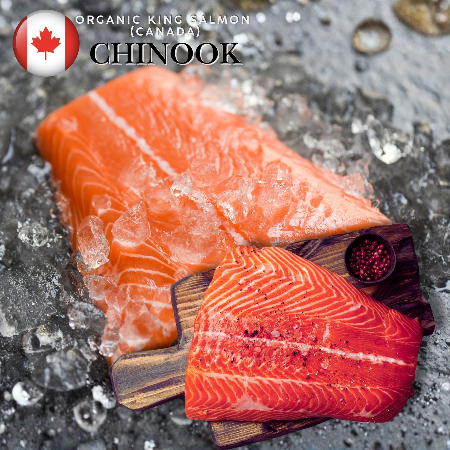 Organic Canadian Chinook/King Salmon Skin-On Fillet (180g) (IQF Frozen)