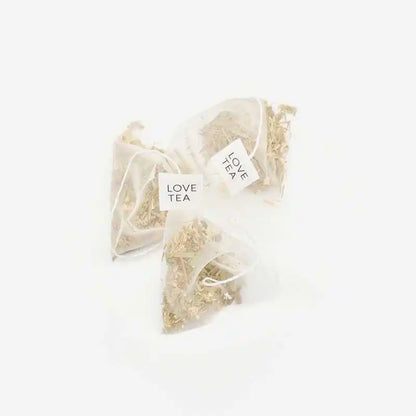 Lemongrass & Ginger pyramid tea bags on a white background.