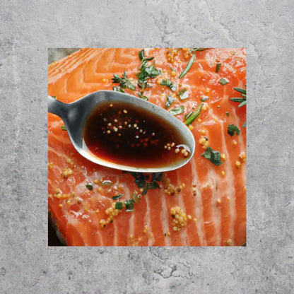 Latino spice mix marinated New Zealand King Salmon skin-on portion.