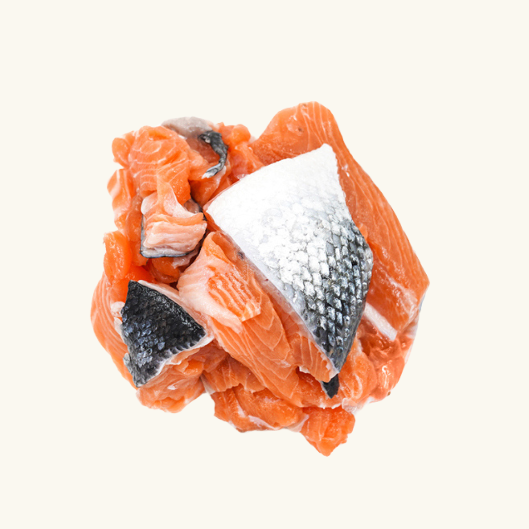 **FROZEN FROM FRESH**  NZ King Salmon Skin Off Offcut (500g+/-)