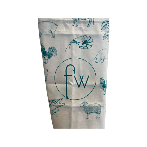 FW White Linen/Cotton Blend Tea Towel