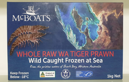 U20 Western Australian Tiger Prawns (Raw) - SHARK BAY - FROZEN