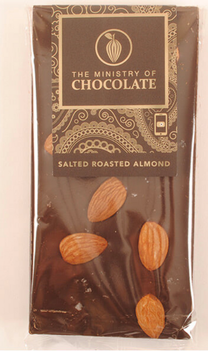 Dark Chocolate Salted Almond Bar 100g - Ministry of Chocolate